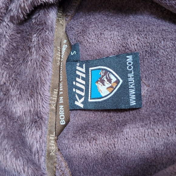 KUHL Moto Vation Full Zip Dark Brown Fuzzy Fleece Brown Leather Jacket Small - Picture 5 of 11